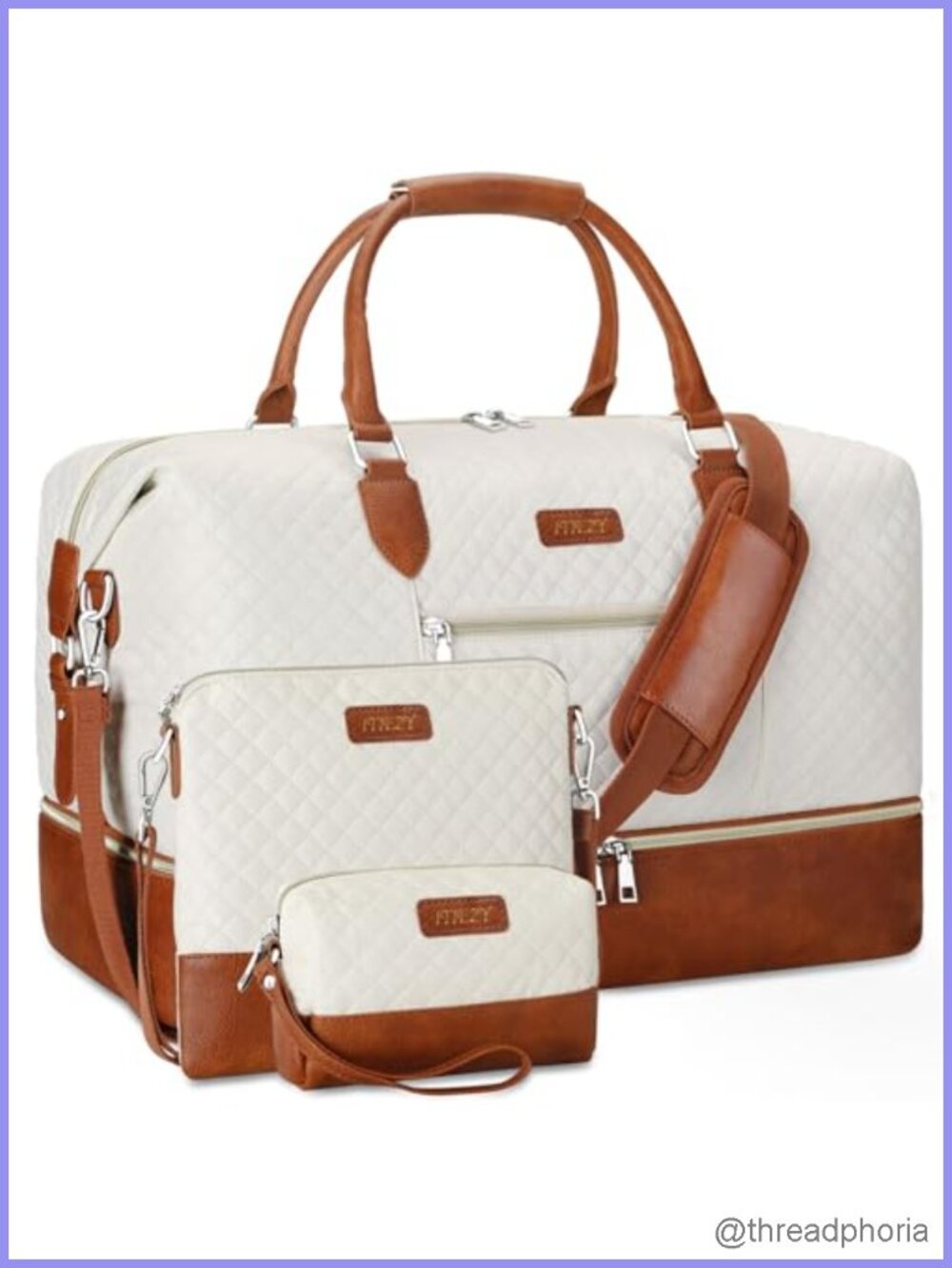ITIEZY Weekender Bag Travel Duffel Waterproof Nylon Faux Leather Carry On